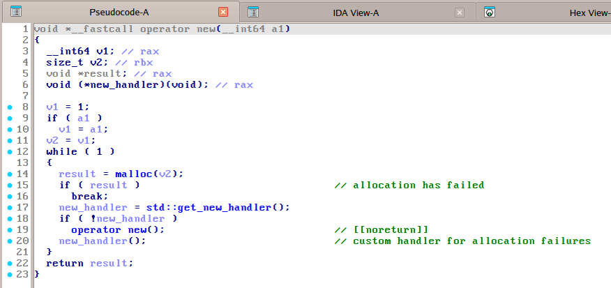 Figure 2: Decompilate of operator new[] function (cro++), Hex-Rays 9.2.0.250908
